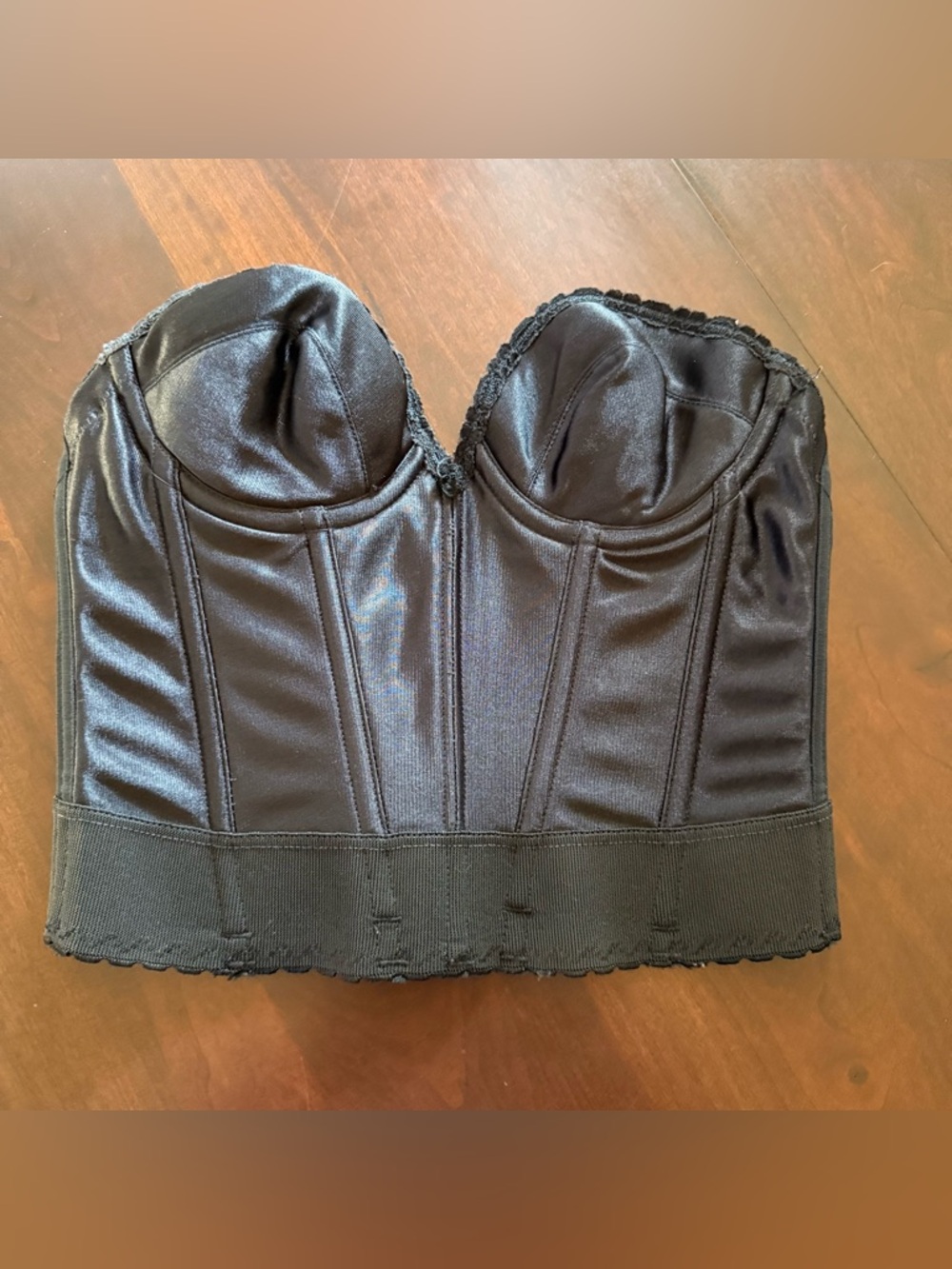 Vintage Adonna Strapless Black Corset with Extender Sz 34A